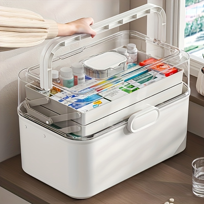 Commercial Kitchen Utensil Organizer - Large Capacity Clear Lid Medicine Storage