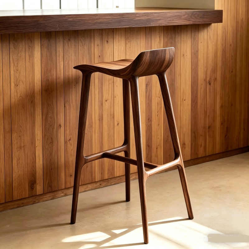 Commercial Kitchen Interior - Wooden Save Space Bar Stools Simple