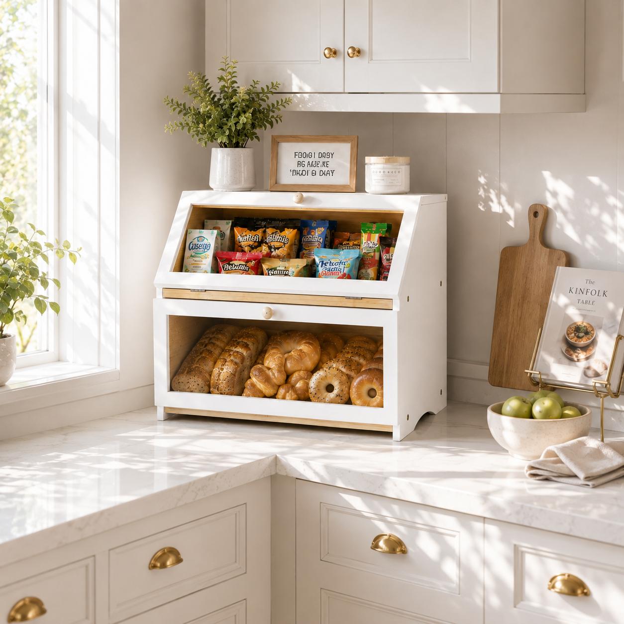 HOMEKOKO Double Layer Bread Bo - Commercial Kitchen Utensil Organizer recension och pris