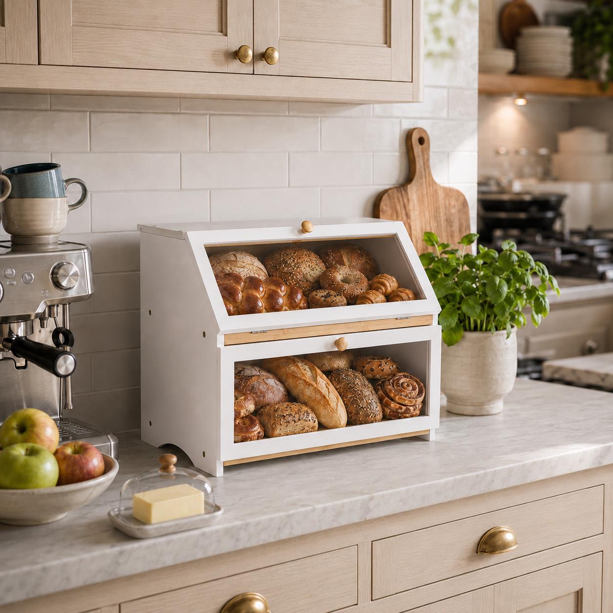 HOMEKOKO Double Layer Bread Bo - Commercial Kitchen Utensil Organizer recension och pris