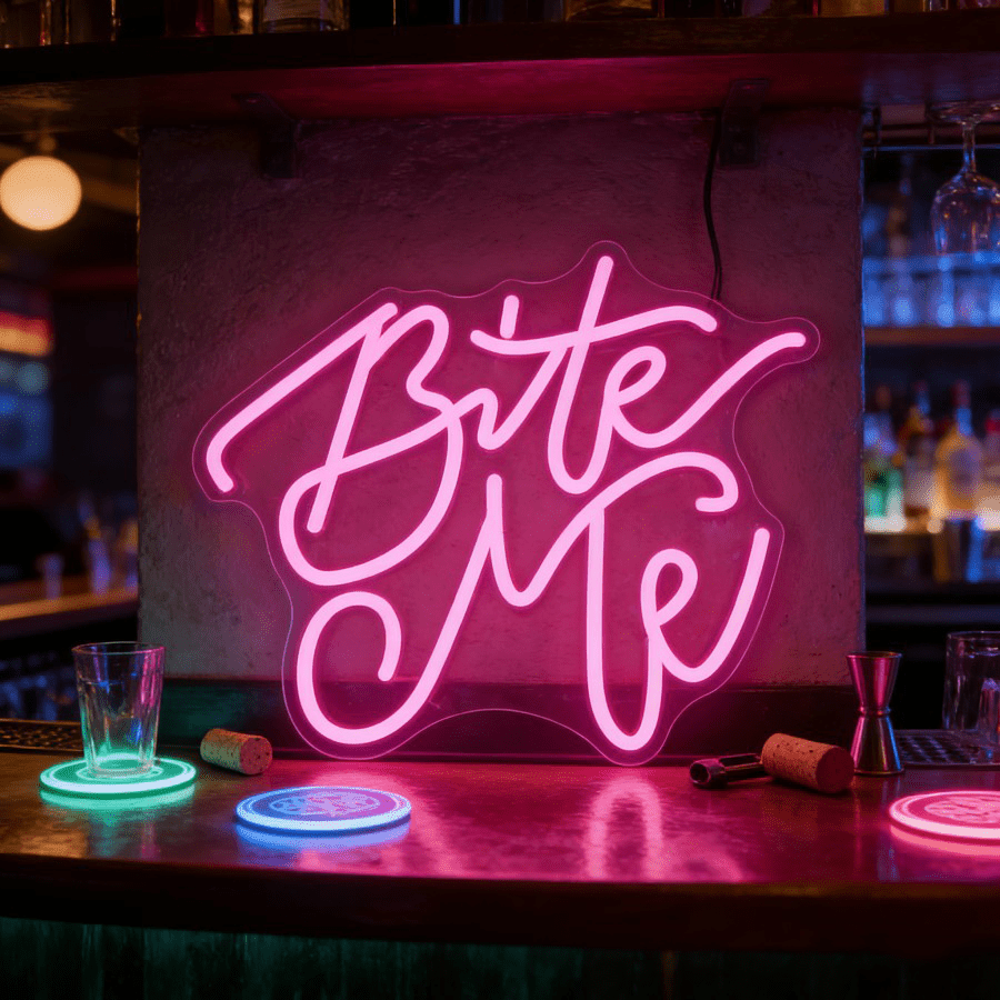Bite Me Pink LED Neon Sign USB - Commercial Kitchen Ideas recension och pris