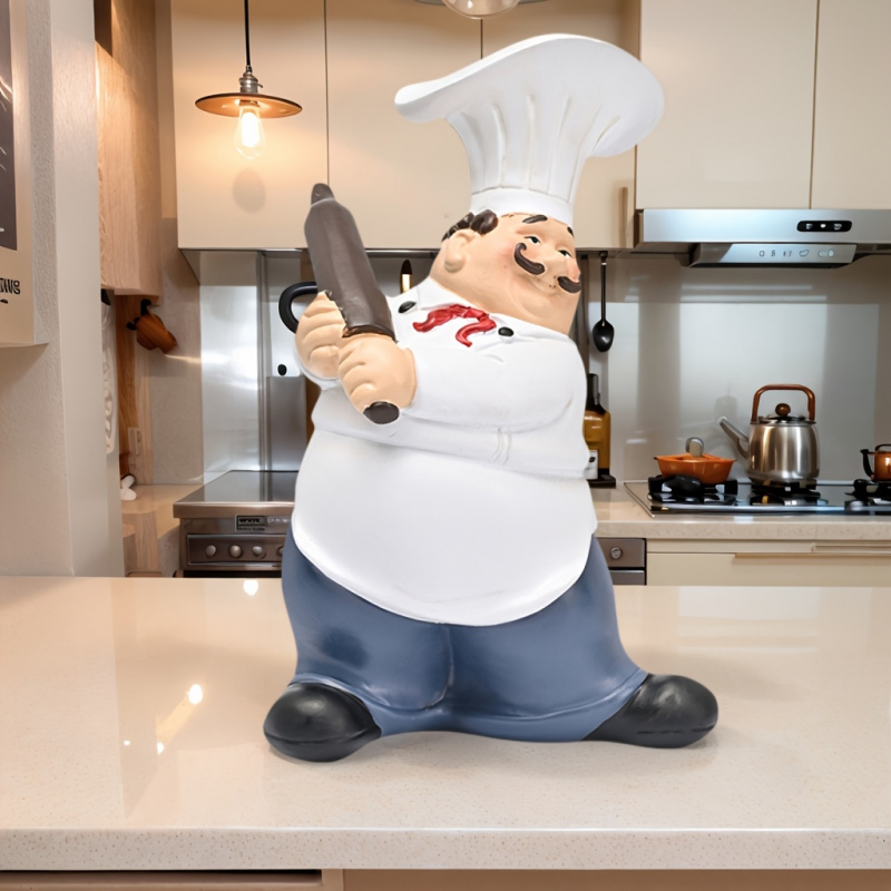 Mustache Chef-Chef Resin Statu - Commercial Kitchen Tables recension och pris
