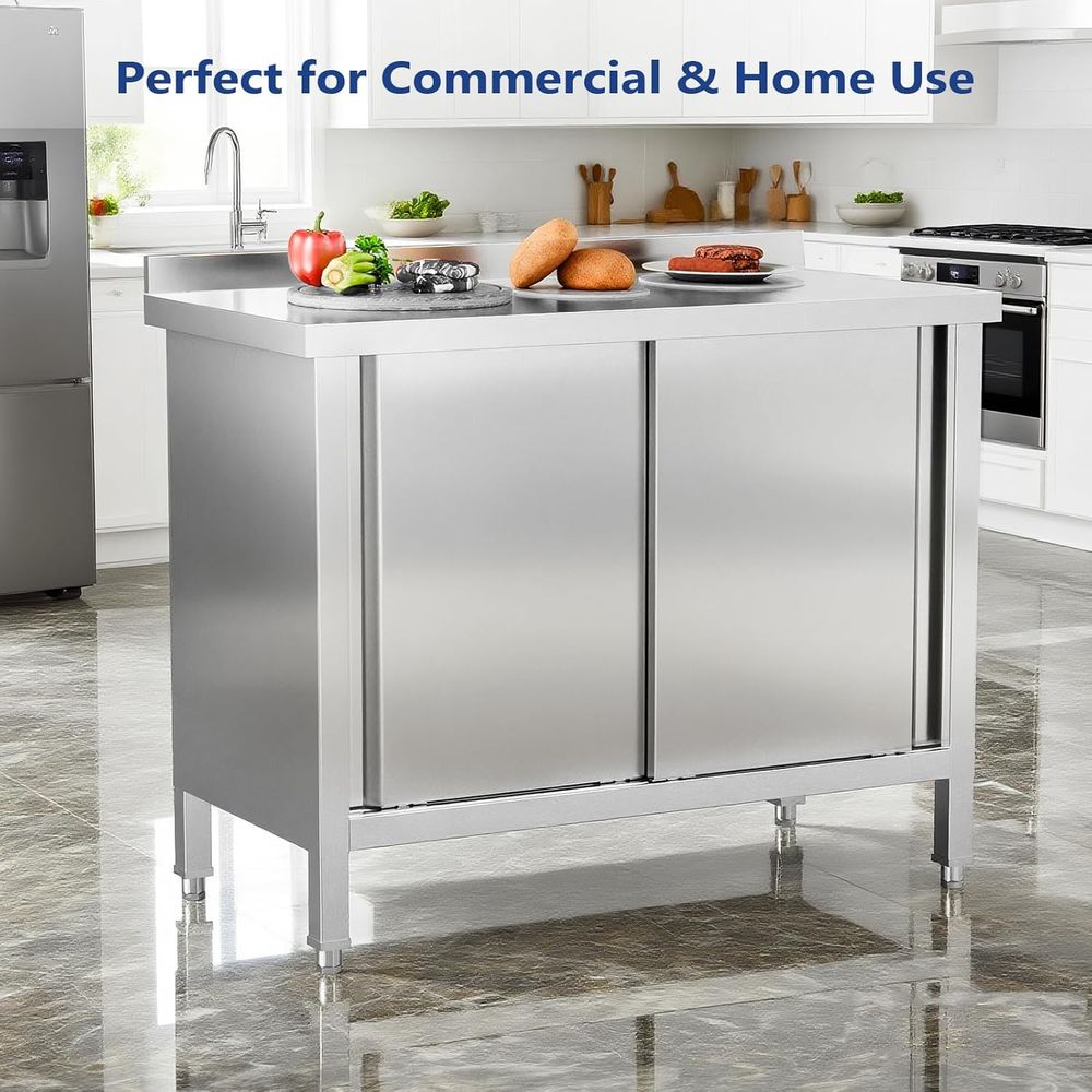 StainlSteel Table with Cabinet - Commercial Kitchen Backsplash recension och pris