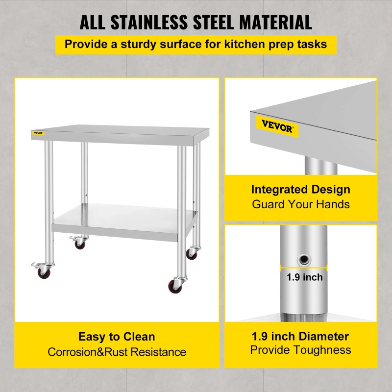 Stainless Steel Kitchen Prep T - Commercial Kitchen Backsplash recension och pris