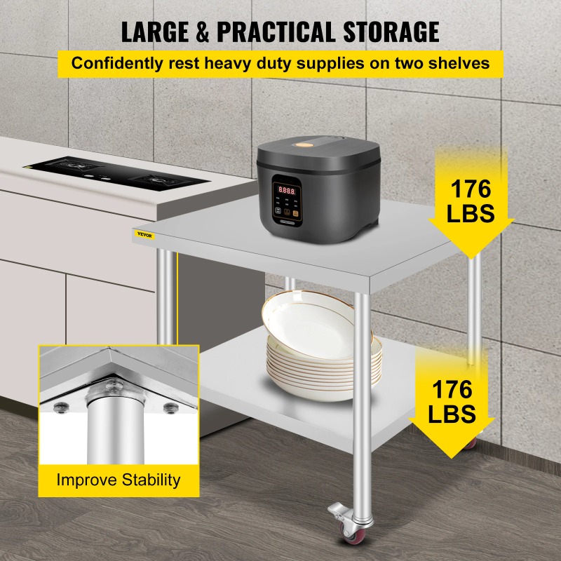 Stainless Steel Kitchen Prep T - Commercial Kitchen Backsplash recension och pris