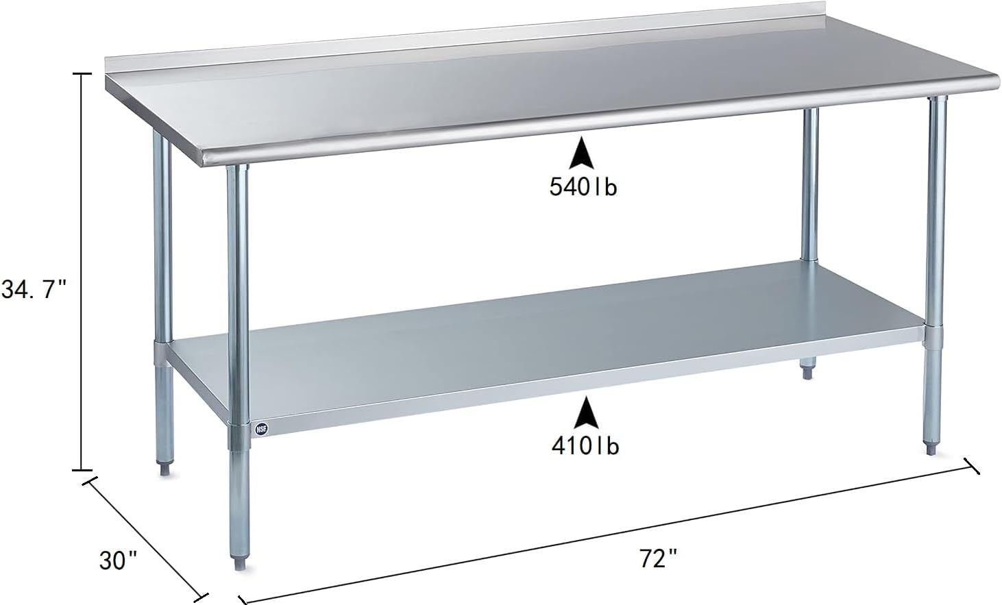Stainless Steel Table for Prep - Commercial Kitchen Backsplash recension och pris