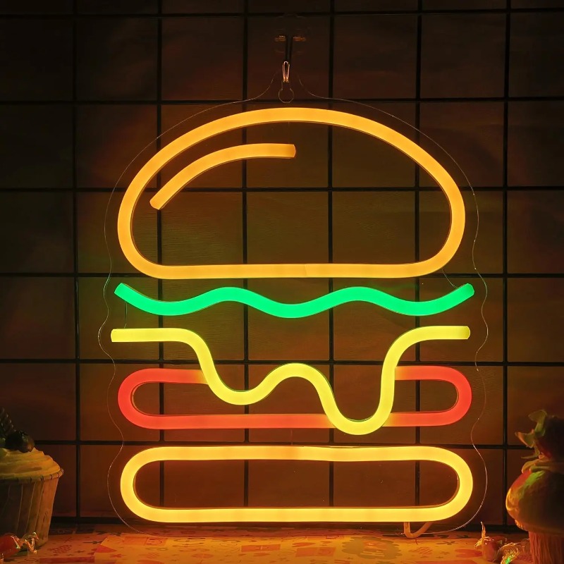 Burger Neon Sign with Layered  - Commercial Kitchen Ideas recension och pris