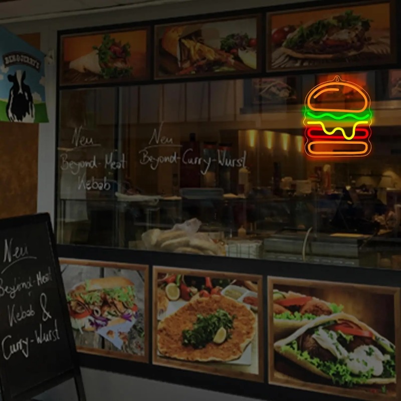 Burger Neon Sign with Layered  - Commercial Kitchen Ideas recension och pris
